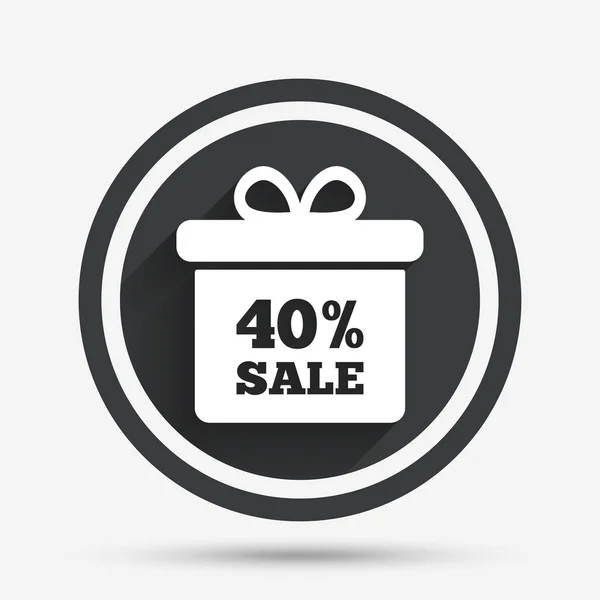 40 percent sale gift box tag sign icon. — Stock Vector