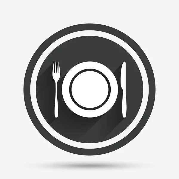 Plate dish with fork and knife. — Stock Vector
