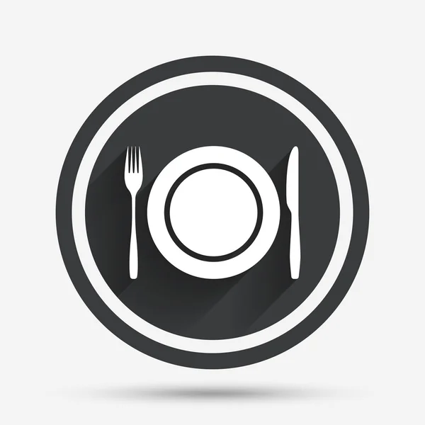 Plato con tenedor y cuchillo . — Vector de stock