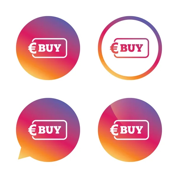 Comprar ícone de sinal. Comprar online botão Euro . — Vetor de Stock