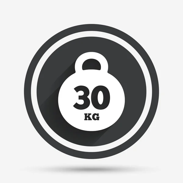 Gewichtszeichensymbol. 30 Kilogramm (kg). Sportsymbol. — Stockvektor