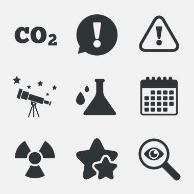 Dikkat radyasyon simgeler. Kimya şişesi.