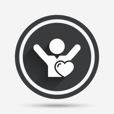 Hayranları simgesi seviyorum. Adamın büyüttü eller yukarı işareti.