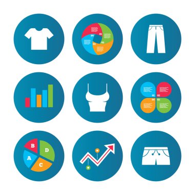 Giysi işaretler. T-shirt ve şort ile pantolon.