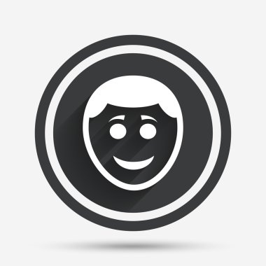 gülümsemek yüz simgesi. Smiley ile saç modeli simgesi.