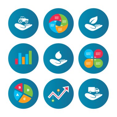 Yardım simgeleri eller. Koruma ve sigorta.