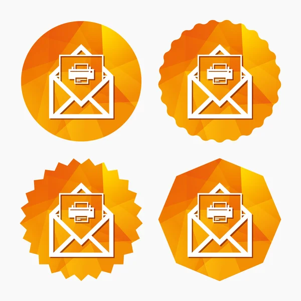 Icono de impresión de correo. Símbolo de sobre. Señal de mensaje . — Archivo Imágenes Vectoriales