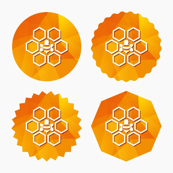 Icône en nid d'abeille. Symbole cellules miel . — Image vectorielle