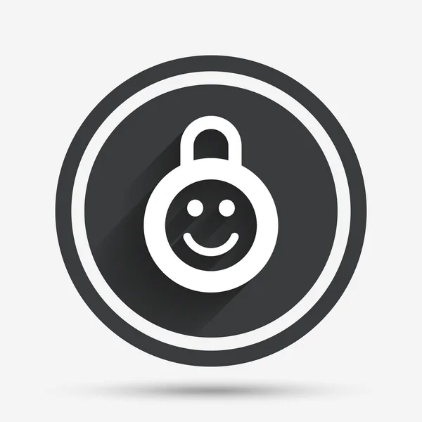 Child lock icon. Locker with smile symbol. — Stock Vector