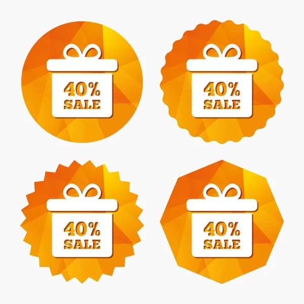 40 percent sale gift box tag sign icon. — Stock Vector