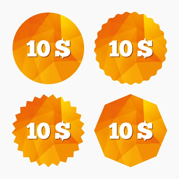 Icône de signe de 10 dollars. symbole de devise USD . — Image vectorielle