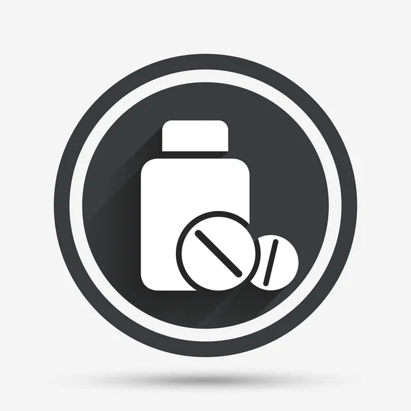 Medizinische Tabletten Flasche Zeichen Symbol. Drogensymbol. — Stockvektor