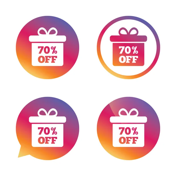 70 percent sale gift box tag sign icon. — Stock Vector