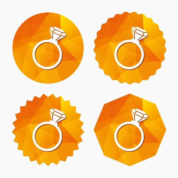Icona del segno dell'anello. Gioielli con simbolo di diamante . — Vettoriale Stock