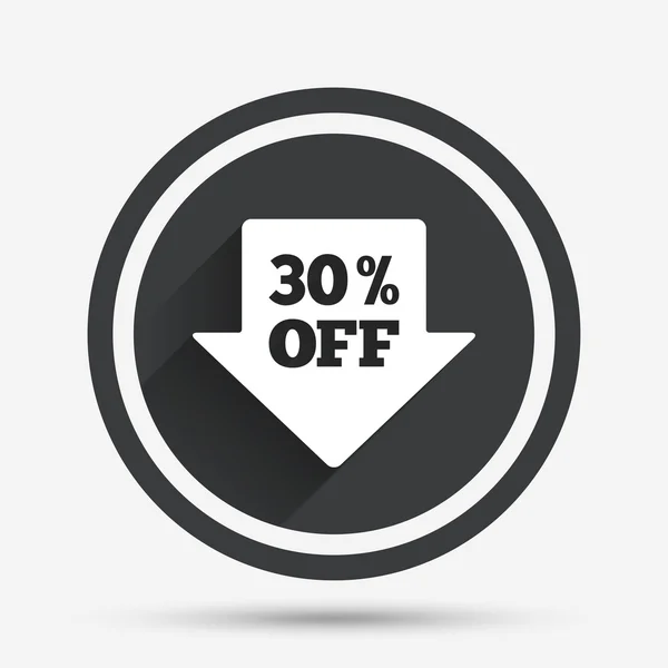 30 percent sale arrow tag sign icon. — Stock Vector