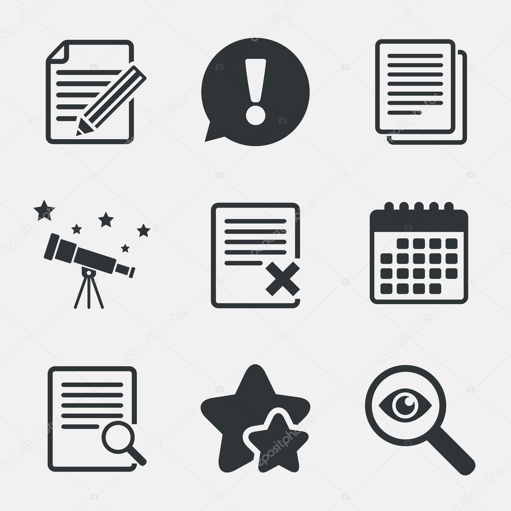 Document icons. Search, delete and edit file.