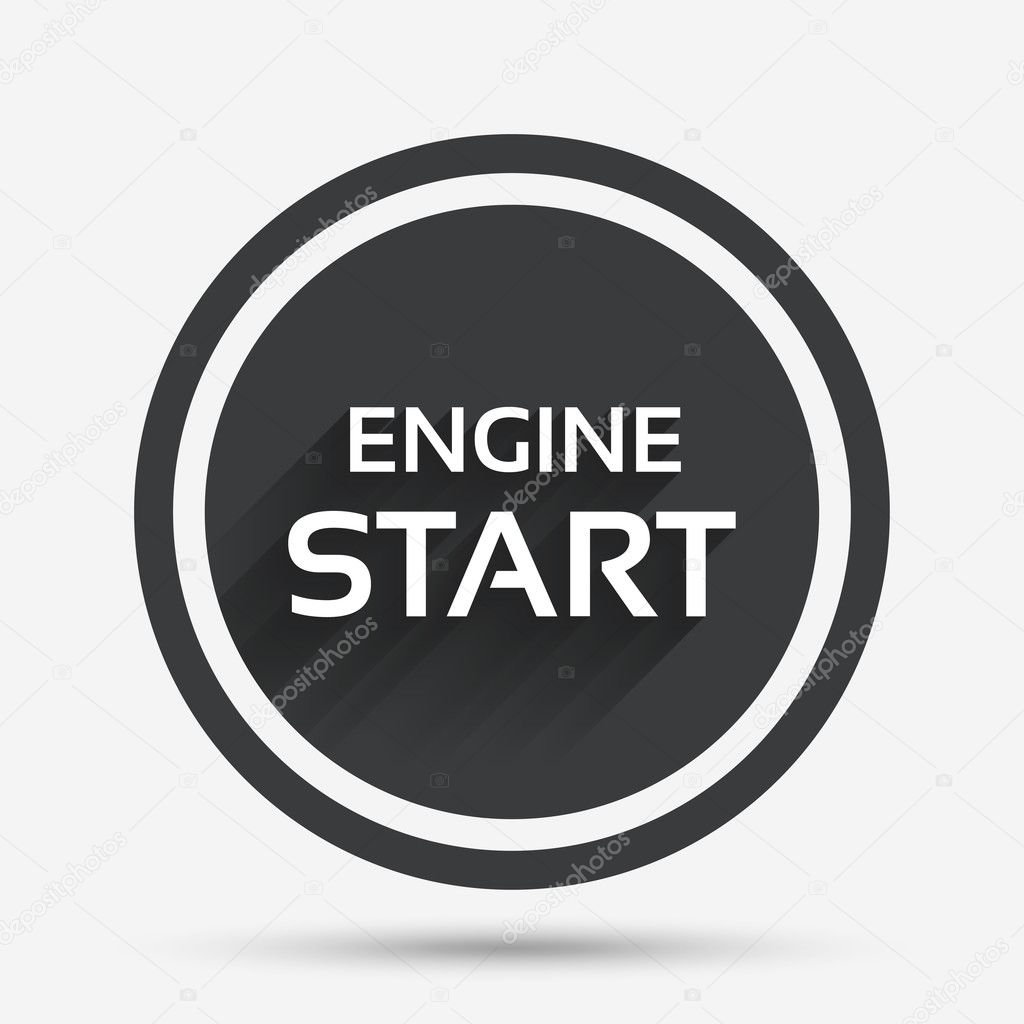 Engine start icon. Engine start website button on white background