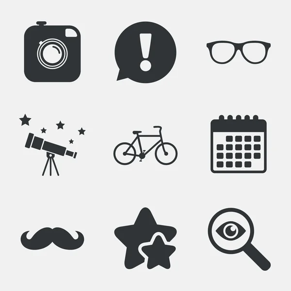 Εικονίδιο κάμερας φωτογραφία hipster. σύμβολο γυαλιά. — Διανυσματικό Αρχείο