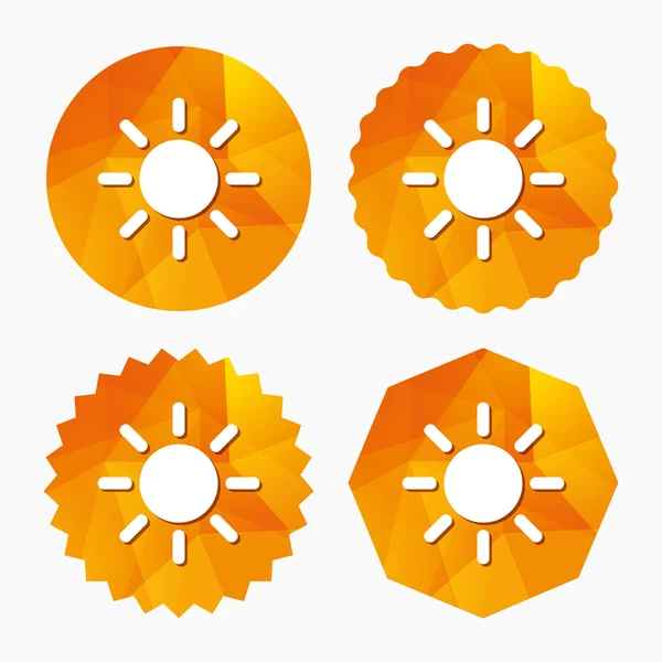 Sun sign icon. Solarium symbol. Heat button. — Stock Vector