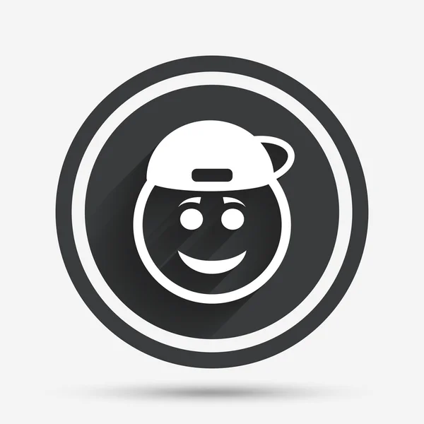 Ícone de rosto de rapper sorridente. Símbolo sorridente . — Vetor de Stock