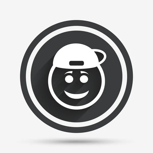 Leende rappare ansikte ikon. smiley-symbol. — Stock vektor