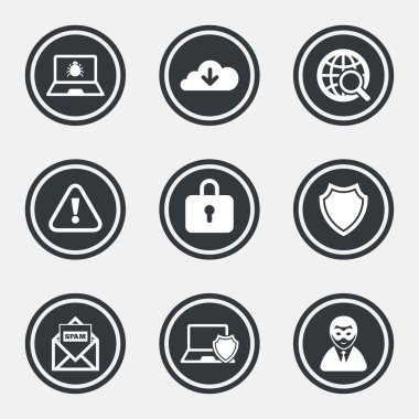 Internet gizlilik simgeler. Siber suç işaretleri.