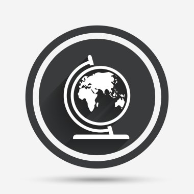 Küre işareti simgesi. Dünya harita Coğrafya sembolü.