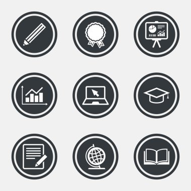 Eğitim ve öğrenim ikonu. Sunum işaretleri.
