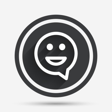 mutlu yüz konuşma balonu simgesi. gülümseme simgesi.