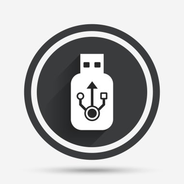 USB işareti simgesi. USB flash sürücü simgesi sopa.
