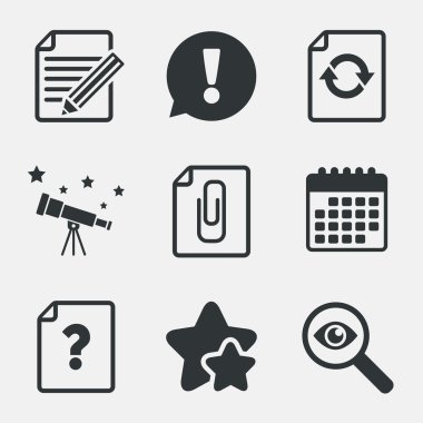 dosya düzenleme simgeleri. soru yardım işaretleri.