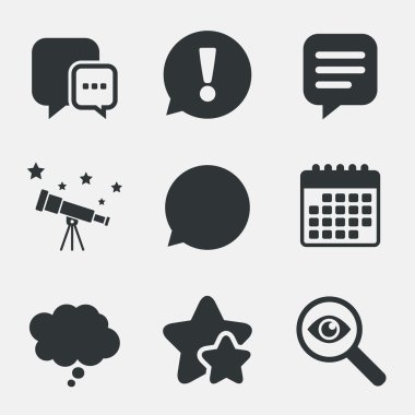 sohbet simgeler. komik konuşma balonu işaretler. düşünüyorum.