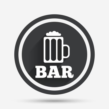 Bar veya Pub işareti simgesi. Bardak bira sembolü.