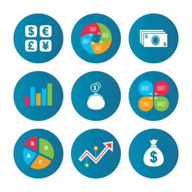 Döviz Alım Satım simgesi. Nakit para çantası, cüzdan.