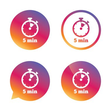 Zamanlayıcı işareti simgesi. 5 dakika kronometre simgesi.