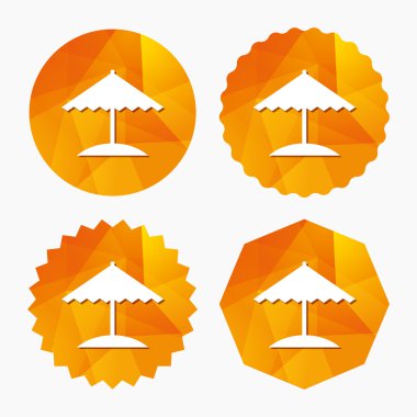 Plaj şemsiye simgesi. Güneşten koruma.