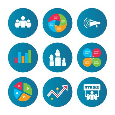 Bir grup insan strike. Megafon hoparlör.