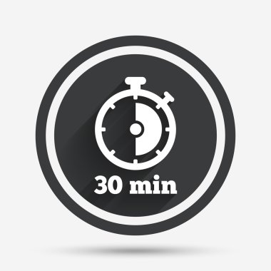 Zamanlayıcı işareti simgesi. 30 dakika kronometre simgesi.