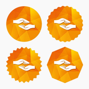 Yemek servisi el işareti simgesi. Yardım veya bağış.