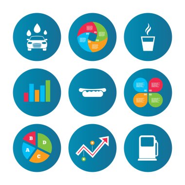 benzin veya gaz istasyonu simgeler Hizmetleri. Oto yıkama.