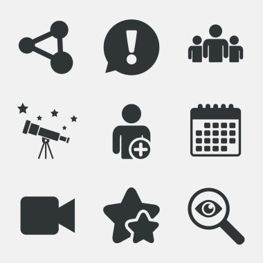 insanlar ve paylaşmak simgeler grubu. video kamera.