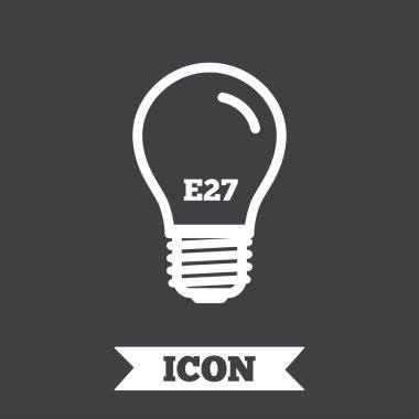 Light bulb icon. Lamp E27 screw socket symbol. clipart