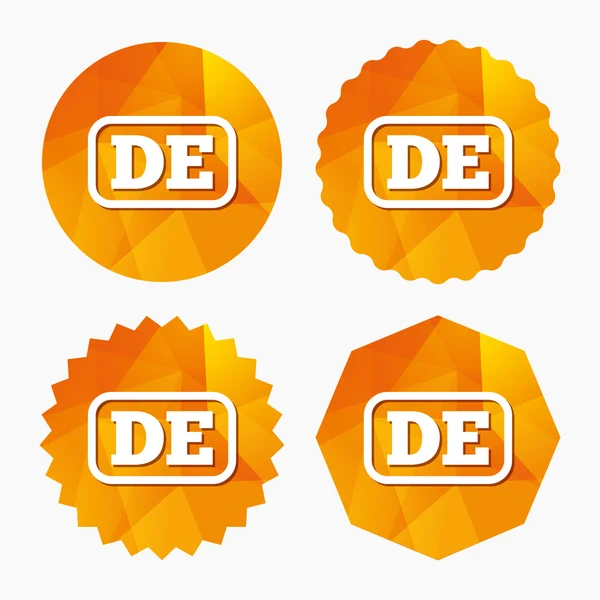 German language sign icon. DE Deutschland. — Stock Vector