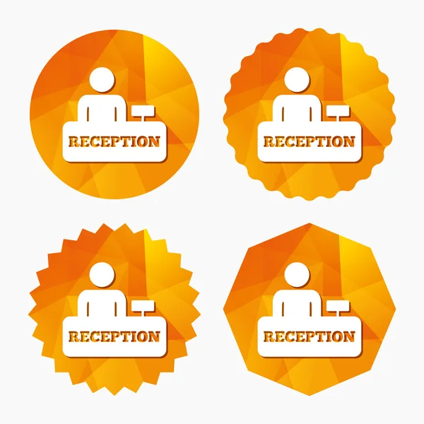 Receptie teken pictogram. Hotel registratie tabel. — Stockvector