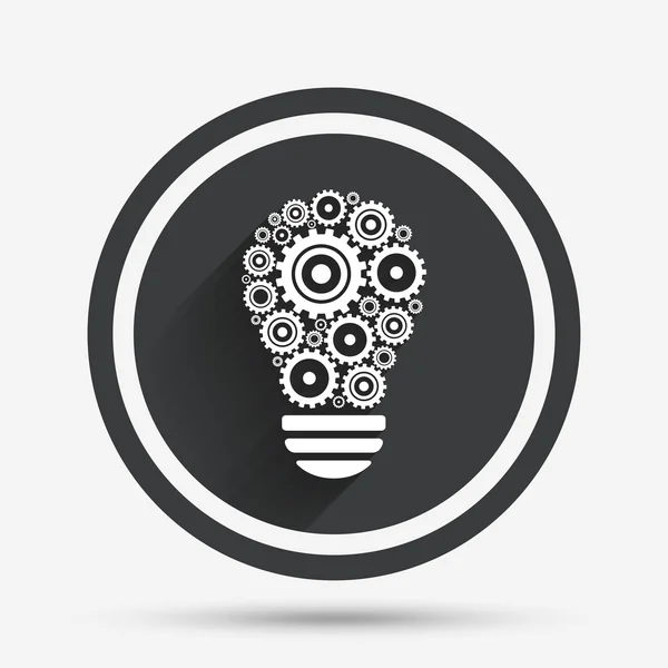 Ljus lampa tecken ikon. lampa med gears symbol. — Stock vektor