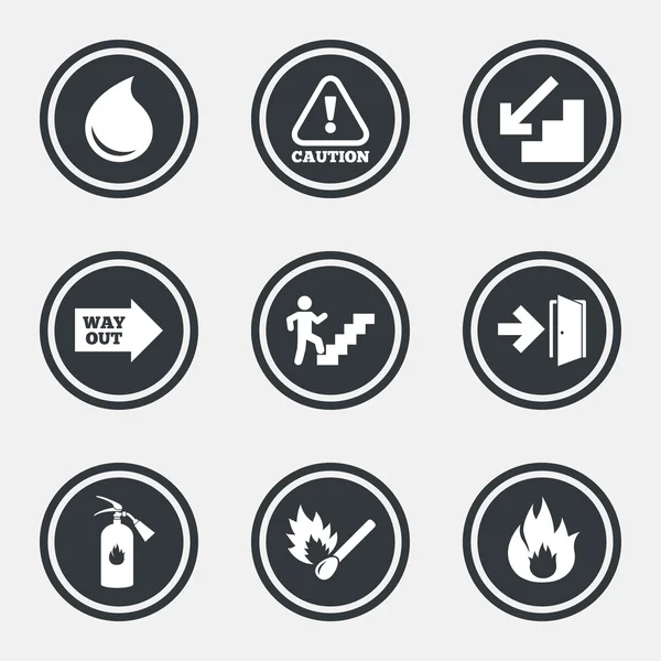 Seguridad contra incendios, iconos de emergencia. Signo del extintor . — Vector de stock