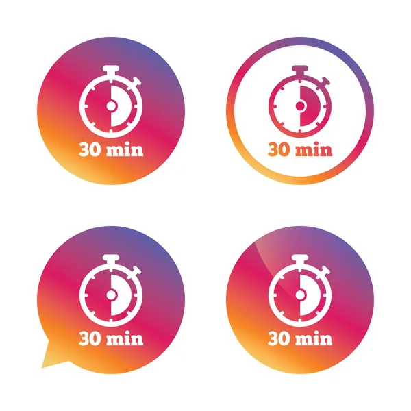 Timer sign icon. 30 minutes stopwatch symbol. — Stock Vector