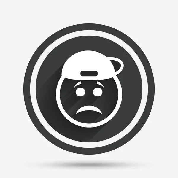Sad rapper face sign icon. Sadness symbol. — Stock Vector