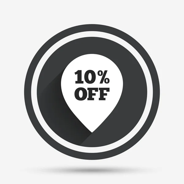 10 percent sale pointer tag sign icon. — Stock Vector