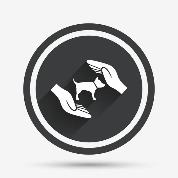 Protection of animals pets sign icon. Hands. — Stock Vector